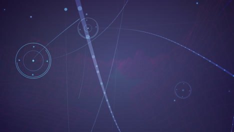 animación de la red de conexiones con líneas brillantes sobre fondo púrpura