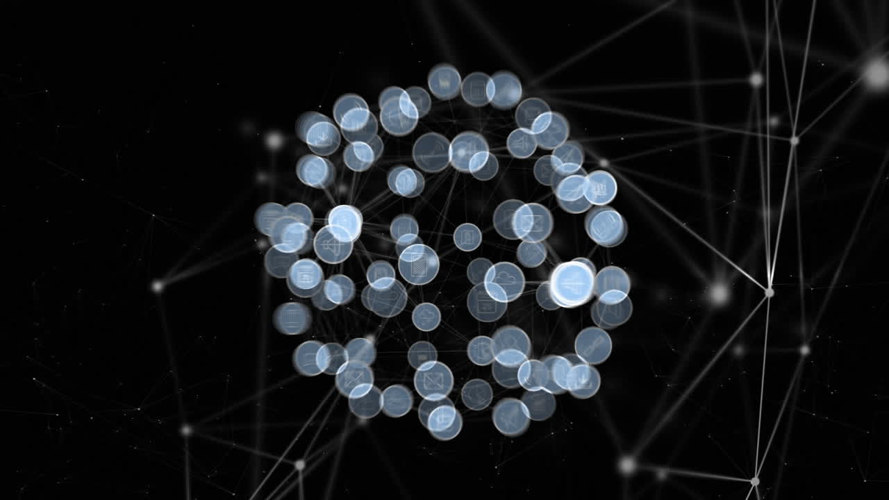 animación del globo con una red de conexiones e iconos