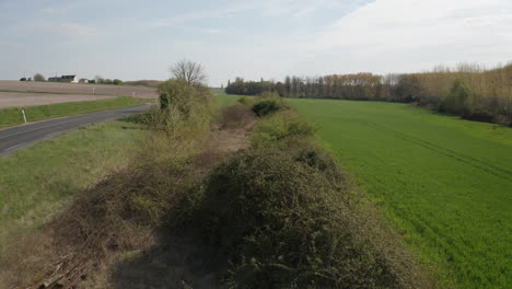 Aerial-drone-point-of-view-of-the-old-abandoned-railway-between-Chinon-and-Loudun