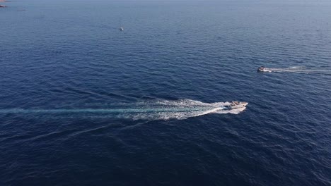 Aerial-View-Of-Speed-Boats-In-The-Mediterranean-Sea-In-Croatia