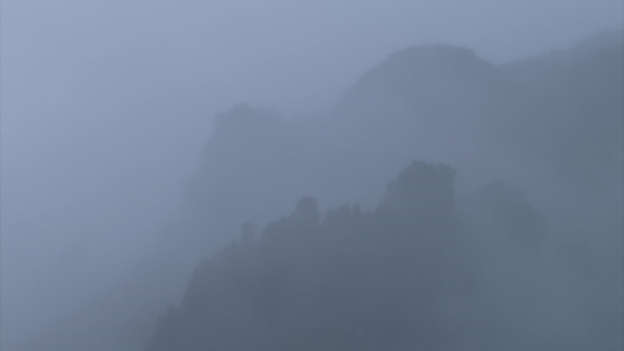 안개가 가득한 산꼭대기