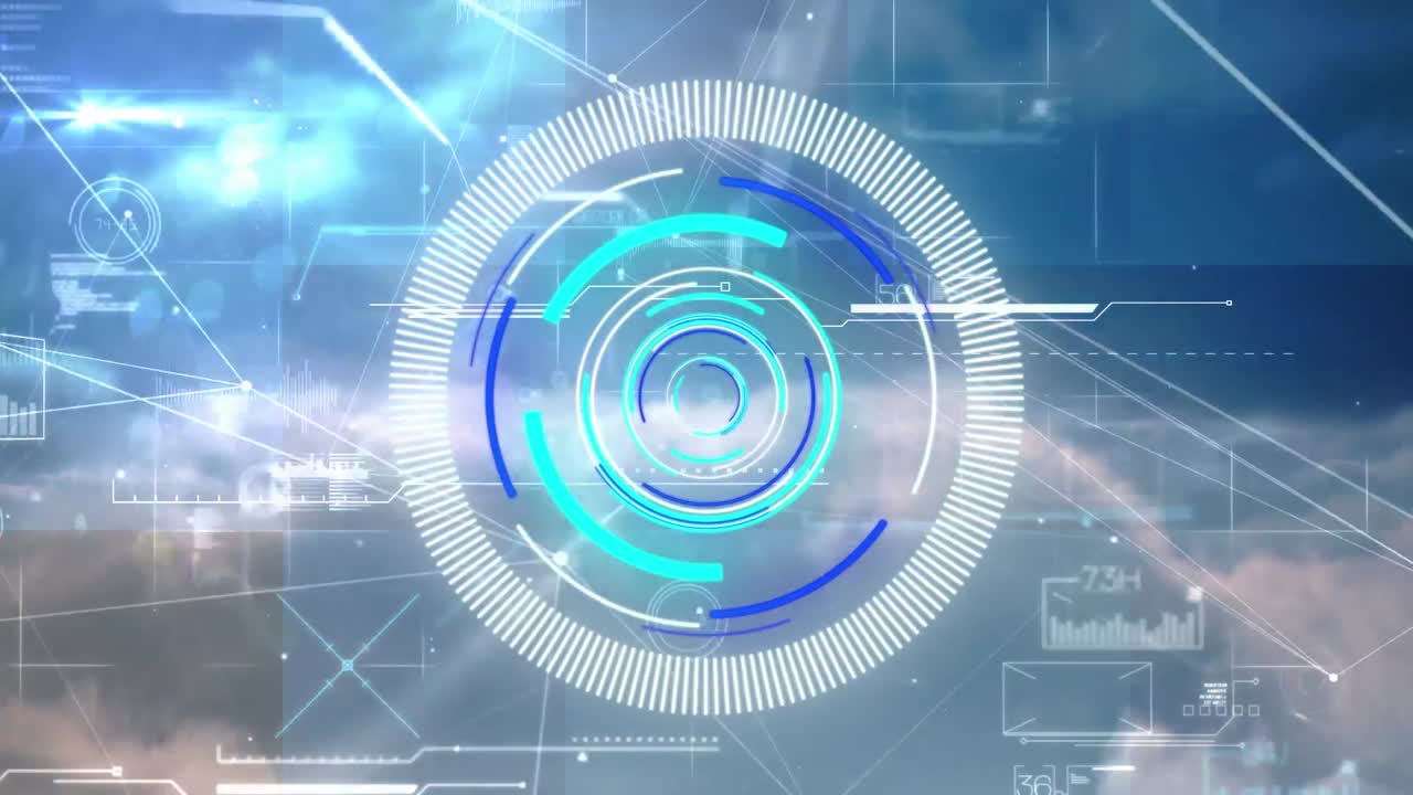 구름 위의 범위 스캐닝과 데이터 처리의 애니메이션