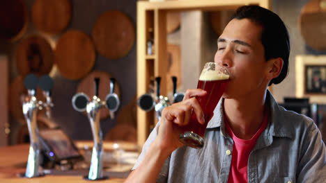 man having beer in a restaurant 4k