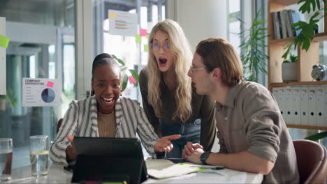 business team celebrating success in the office