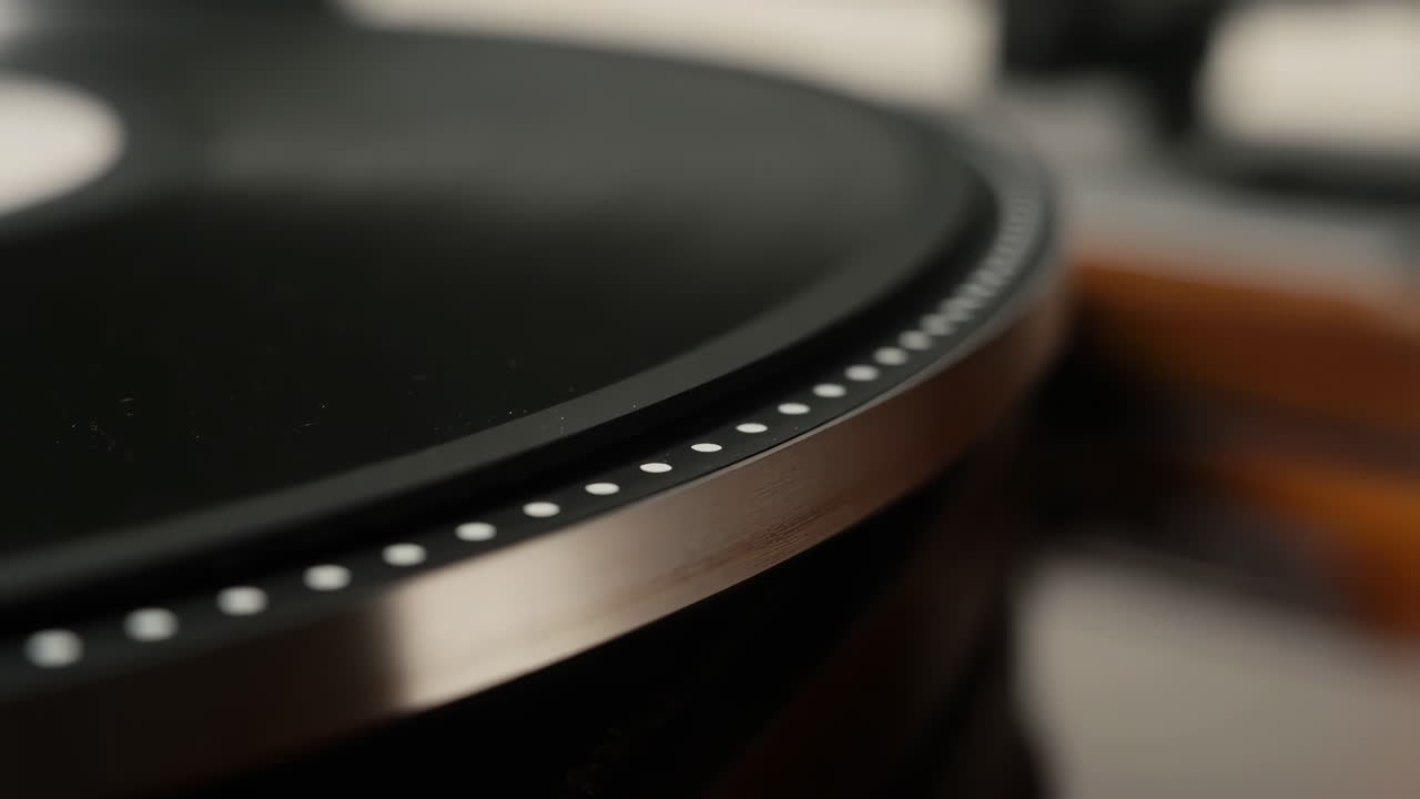 Detail of a Modern Turntable Edge with Indicator Lights
