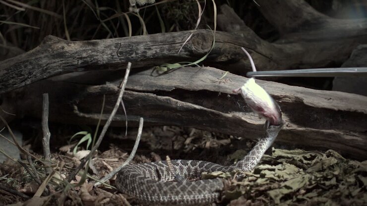 Massasauga rattlesnake striking in extreme slow motion