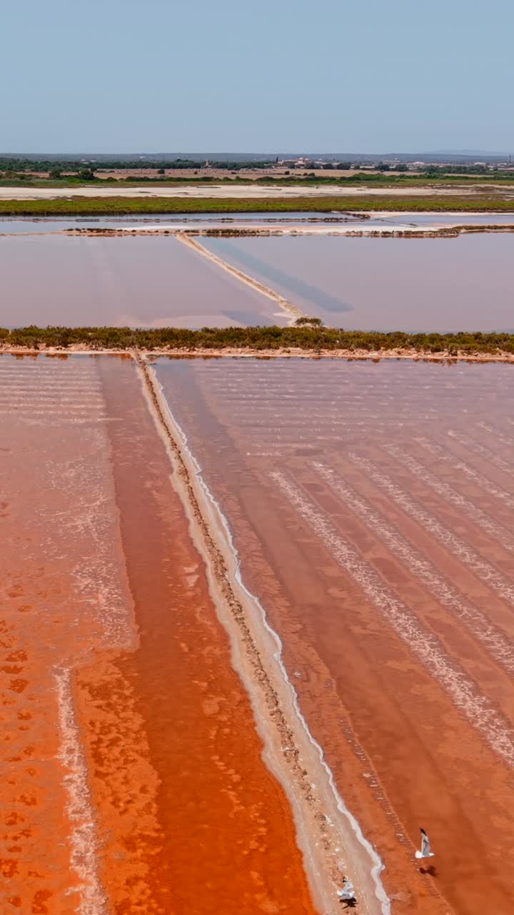Aerial view of salt ponds in Mallorca, Spain