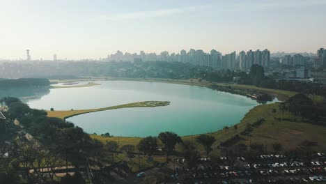 sunrise aerial view parque barigui, curitiba, paraná, brazil