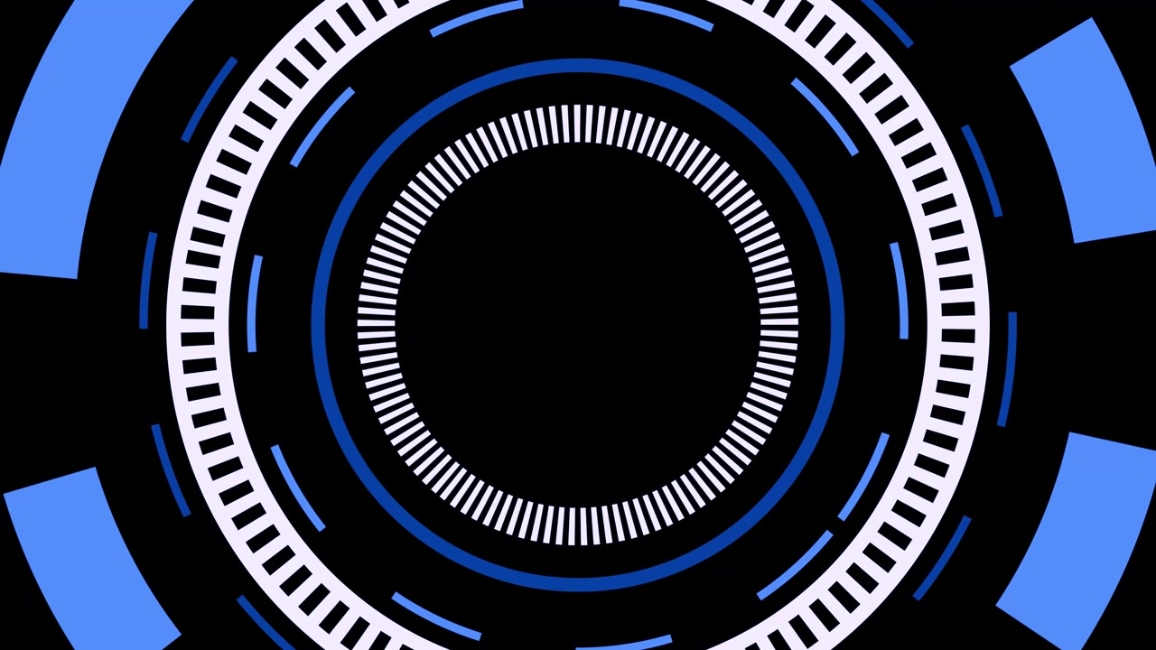 Abstract Digital HUD Interface with Rotating Blue and White Circles