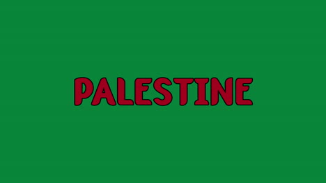 the fall of palestine gloopy liquid text animation effect with the colors of the palestinian flag on a green background