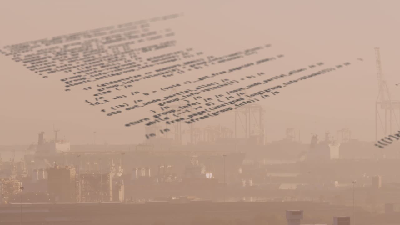 animation du traitement des données par rapport à la vue aérienne du paysage urbain