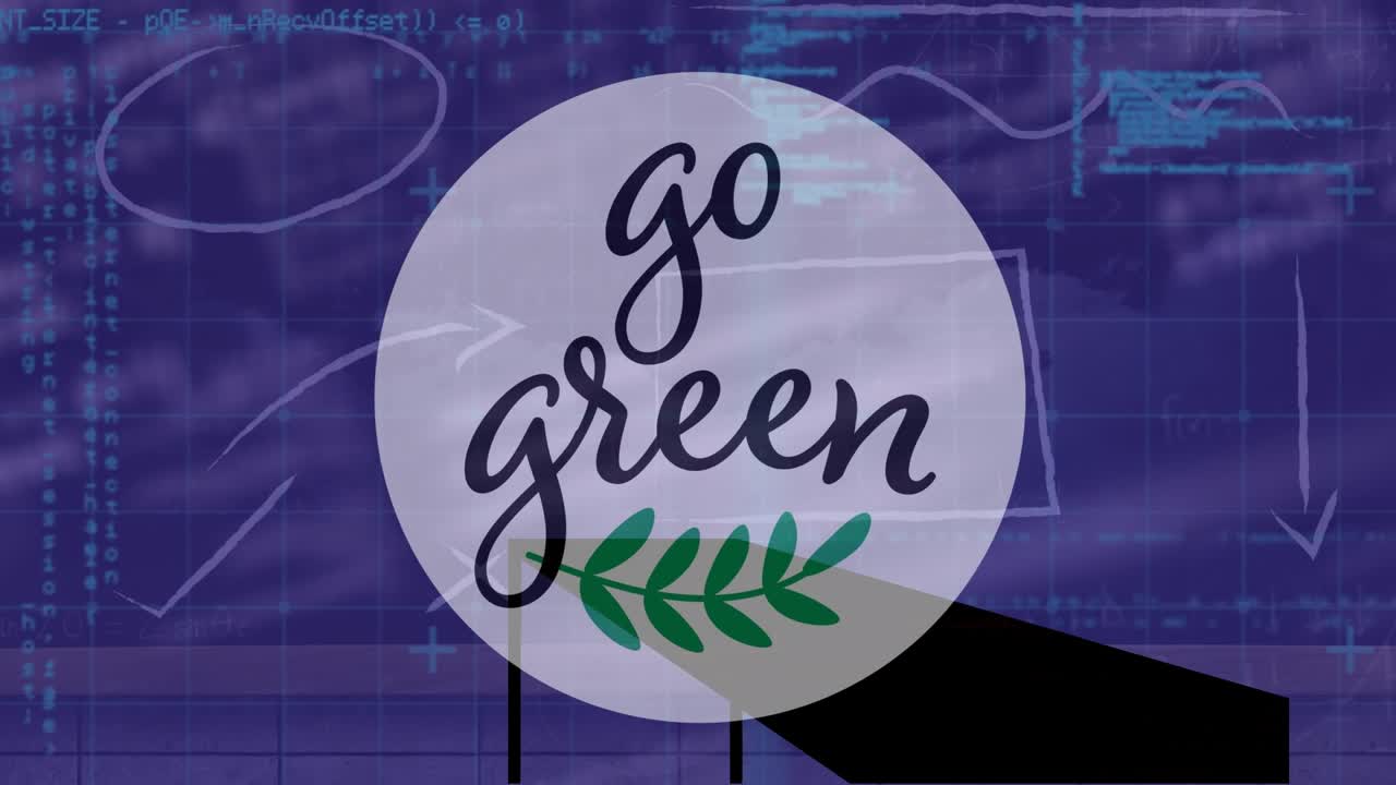 Animasjon av «go green»-tekst over databehandling