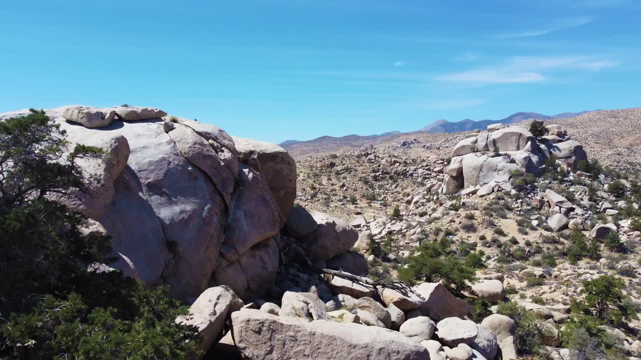 Drone ascend view revealing vast full of stone desert, aerial view