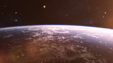 la superficie móvil de la tierra es visible desde el espacio, así como los brillantes rayos del sol