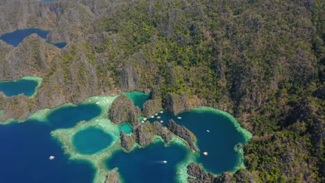 aerial view of blue lagoon in coron, palawan, philippines