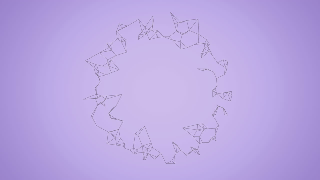 animación de las conexiones de red circulares que giran sobre un fondo lila