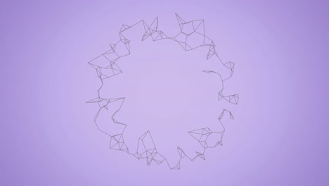 animación de las conexiones de red circulares que giran sobre un fondo lila