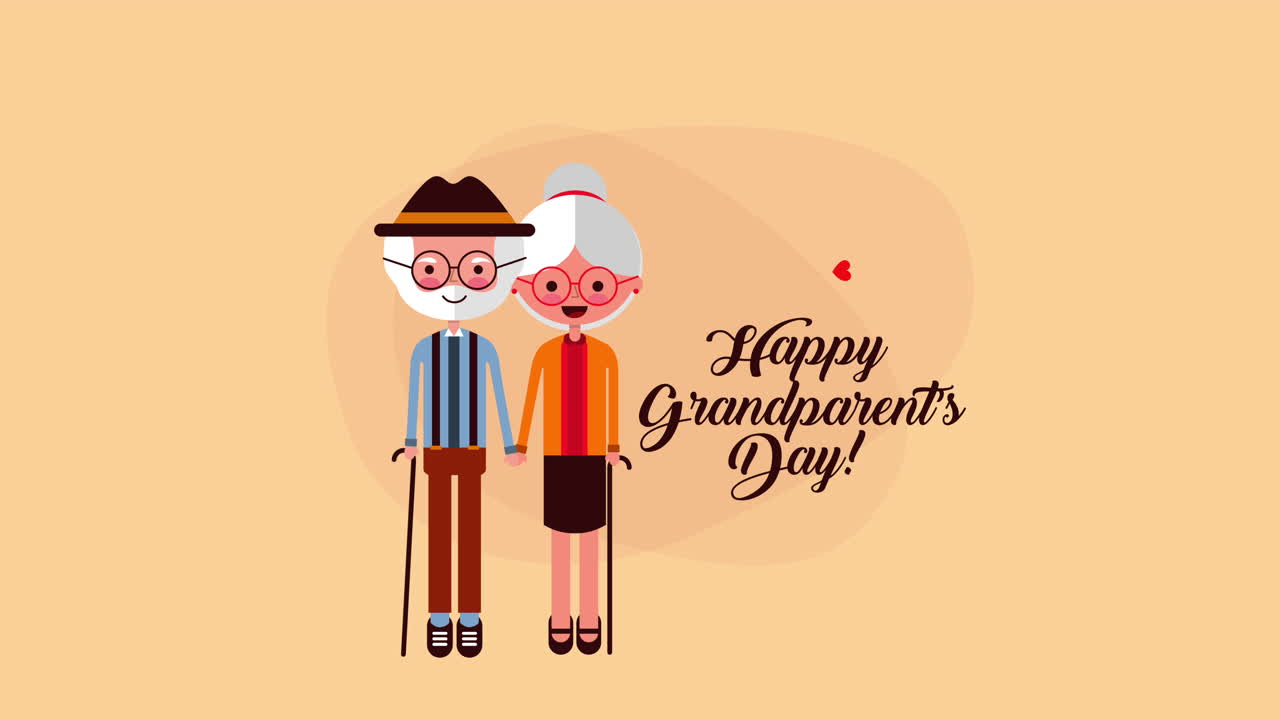 사랑하는 커플과 함께 할아버지와 할머니의 축하 카드