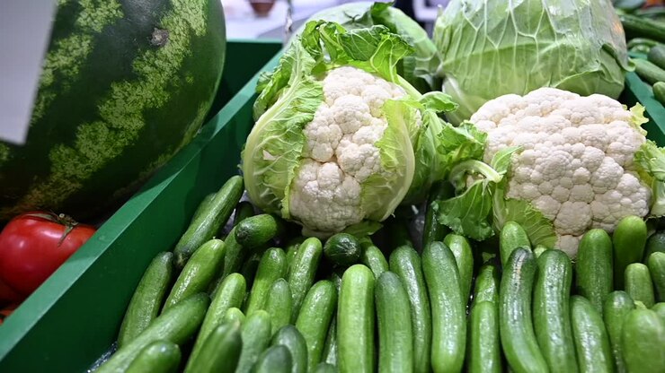 Locally grown vegetables are on display during the agriculture festival in the United Arab Emirates
