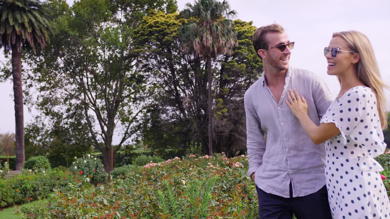 Romance In The  Rose Gardens, Man and Woman Walking Together, Perfection