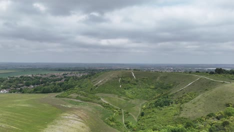 dunstable downs chilton hills bedfordshire high drone,aerial stormy dramatic sky