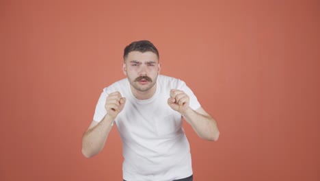 el hombre que tiene problemas para ver. problema ocular.