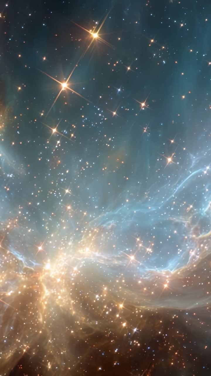 A Stunning Celestial Display: Two Frames Capturing the Majesty of Cosmic Nebulae with Brilliant Stars and Rich Cosmic Colors