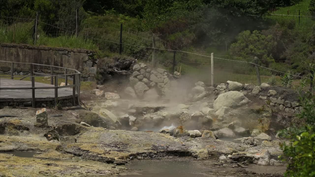 Boiling geyser at the "Caldeiras" geysers, Fumarolas of Furnas Lake, San Miguel Island, Azores