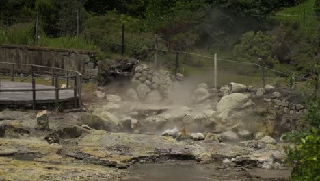 boiling geyser at the "caldeiras" geysers, fumarolas of furnas lake, san miguel island, azores