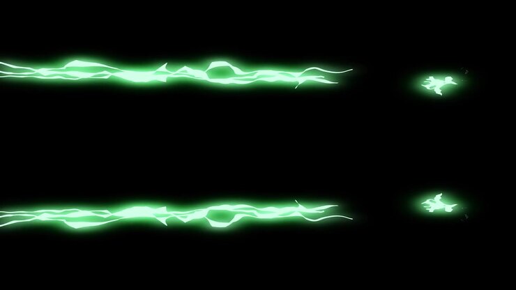 Animazione grafica in movimento di un raggio di scarica elettrica