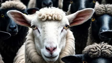 a herd of sheep standing next to each other in a field