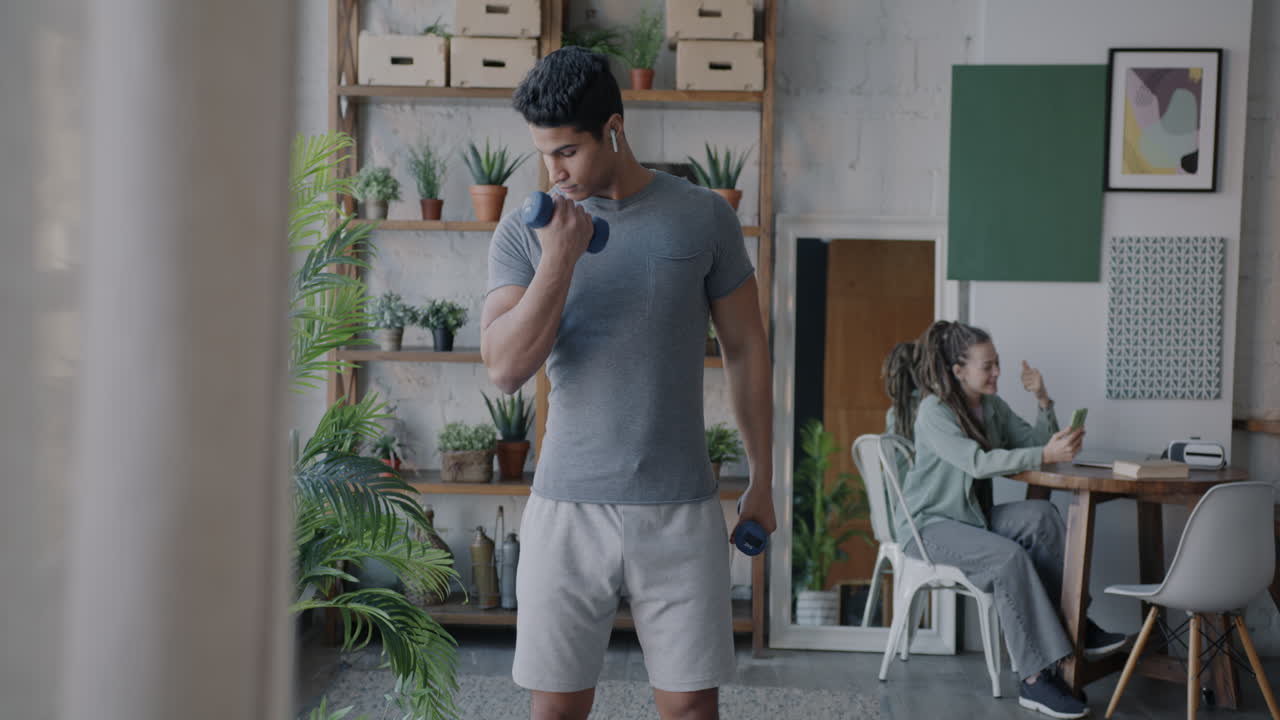Couple Working Out at Home