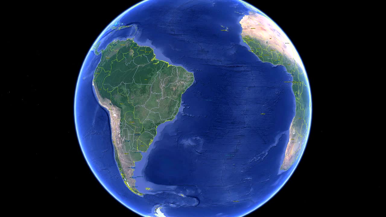 Paraguay with flag. 3d earth in space - zoom in Paraguay outer