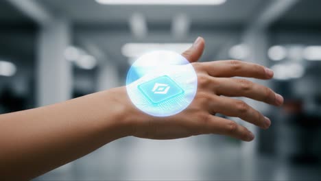 futuristic technology interface displayed on human skin: a glimpse into the next generation of augmented reality and interactive wearable devices