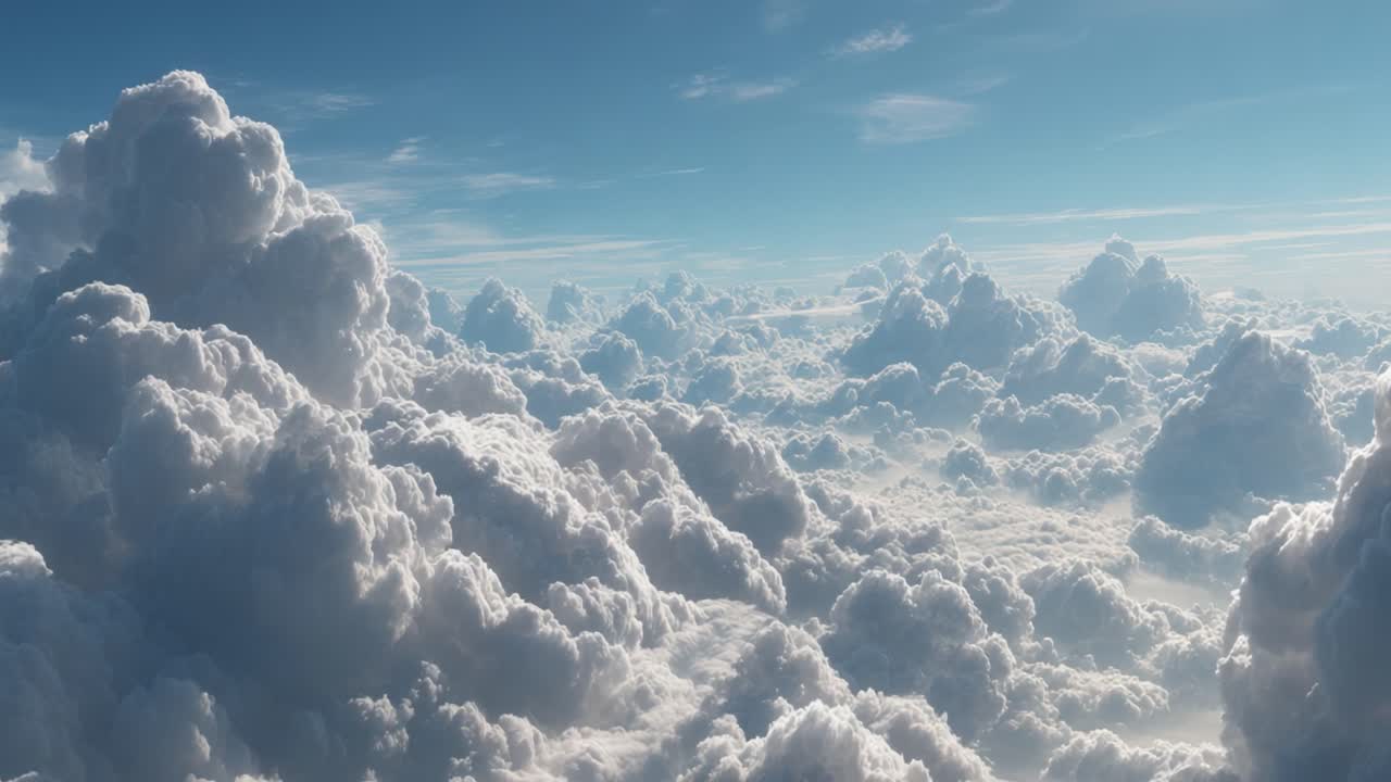 A Serene Journey Through the Skies: Captivating Views of Fluffy Clouds Under a Bright Blue Sky