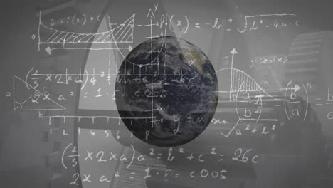 animación del procesamiento de datos matemáticos en todo el mundo