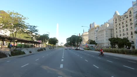 view from road leading up to obelisk monument in buenos aires argentina