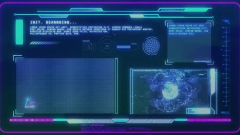 animación de la interfaz digital con procesamiento de datos contra un fondo azul