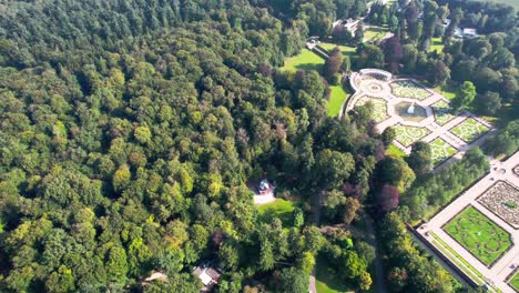 wonderful aerial bird's view of het loo palace in netherlands, top down circling