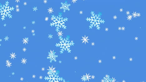 animación de nieve cayendo sobre un fondo azul