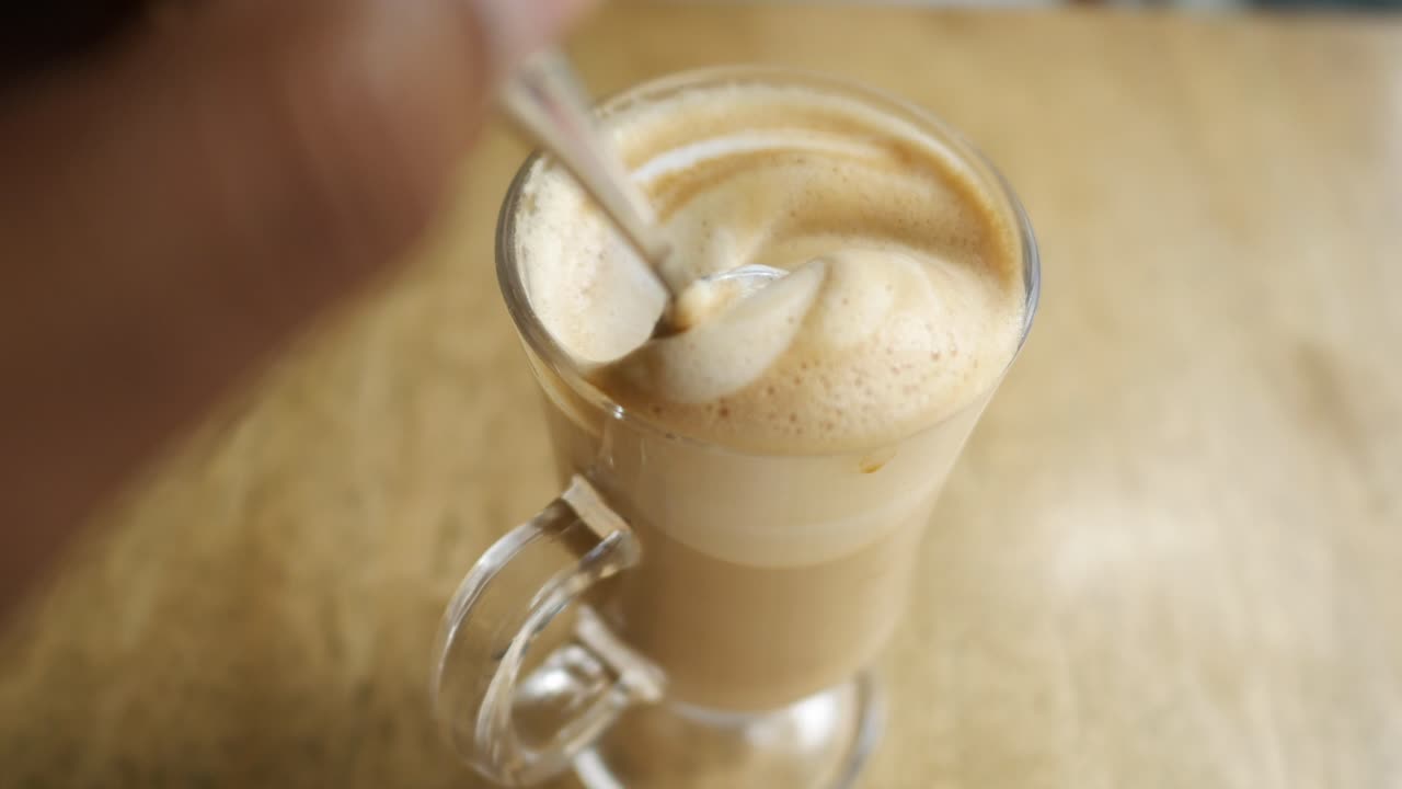 Hot cake coffee on cafe table ,