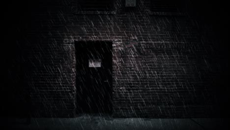windy heavy rain urban city brick building background loop