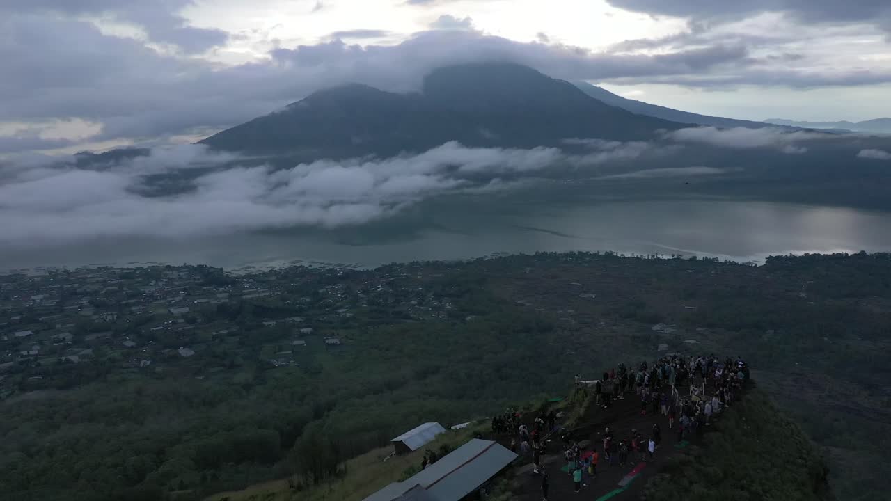 4K Mt Batur Volcano In Bali Indonesia cinematic shot
