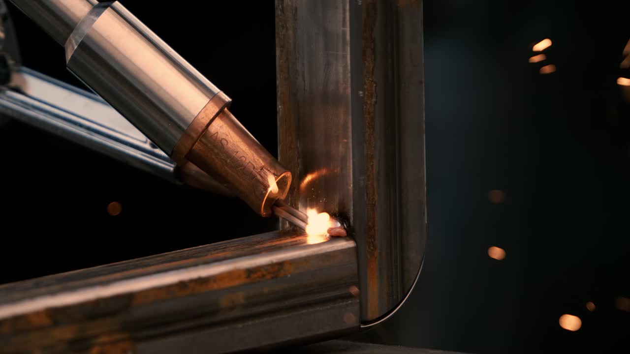 Laser welding machine. Shot on super slow motion camera 1000 fps. Laser welding is shown in close-up