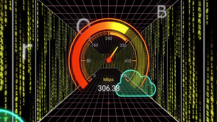 Animation of clouds and data processing over speedometer