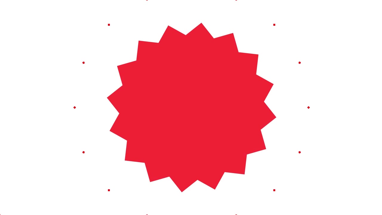 Red kaleidoscope shapes on white background