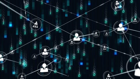 Animation-Eines-Netzwerks-Von-Verbindungen-Mit-Symbolen-über-Die-Datenverarbeitung-Mit-Binärcodierung