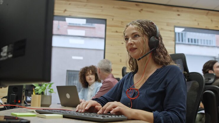 Employee working in a modern office