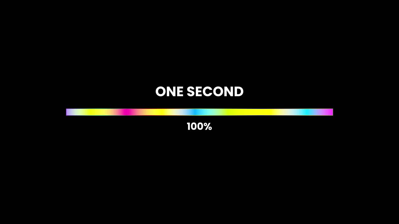 Colorful Progress Bar Loading to 100 Percent on Black Background