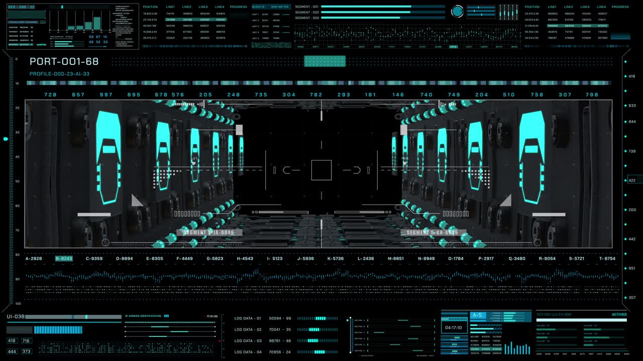 4k 모션 블랙 스페이스이 엔드 게이트 컨셉을 날아다니며 디지털 sf 장면 사이버 스페이스 풍경 데이터 보고 정보